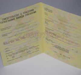 Свидетельство о Рождении 1988г Узбекской ССР в Мурманске